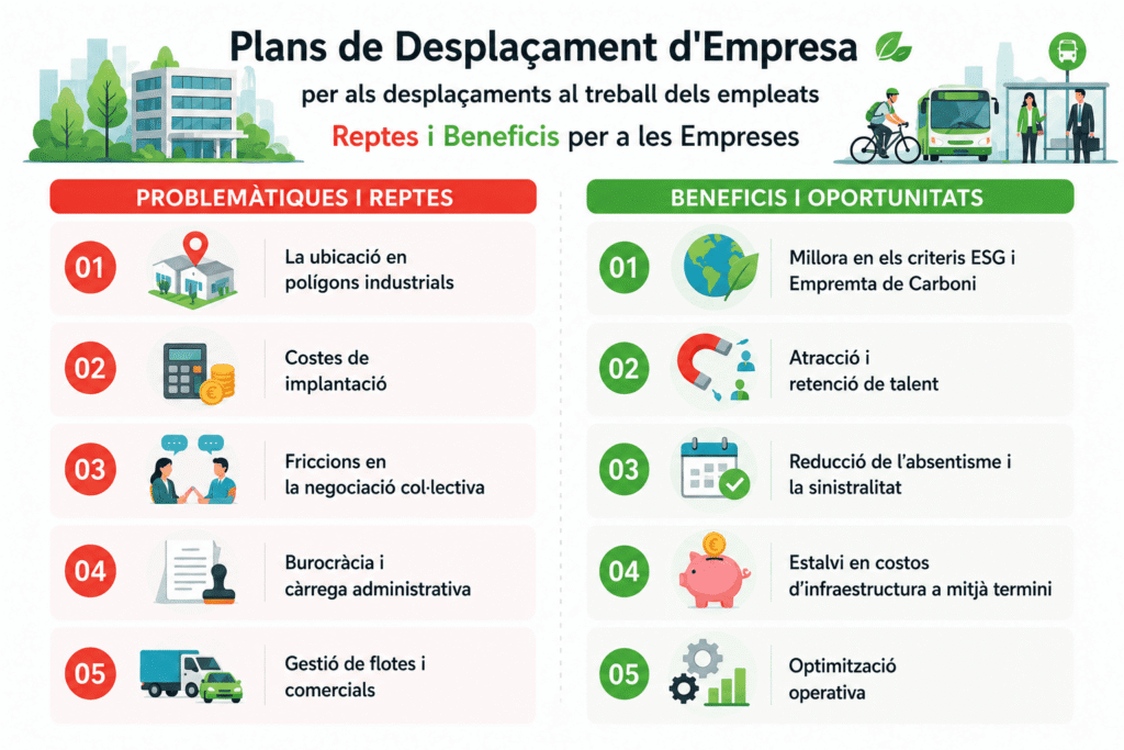 Reptes i beneficis per implementar Plans de Desplaçament d'Empresa